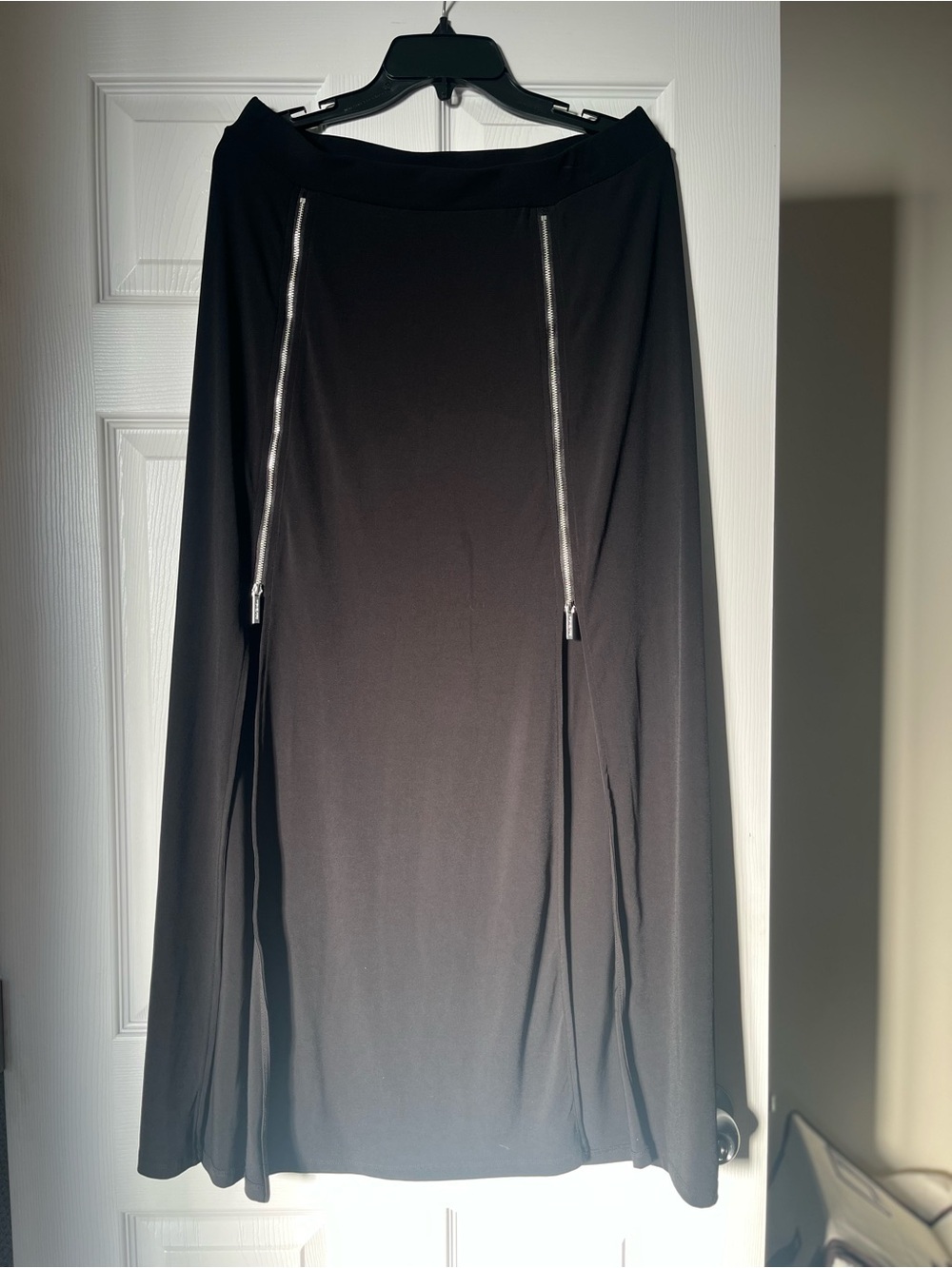Michael Kors Black A-Line Skirt with Front Zipper Detail
